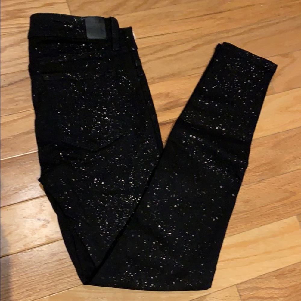 Level 99 Metallic Splatter Stretch Denim